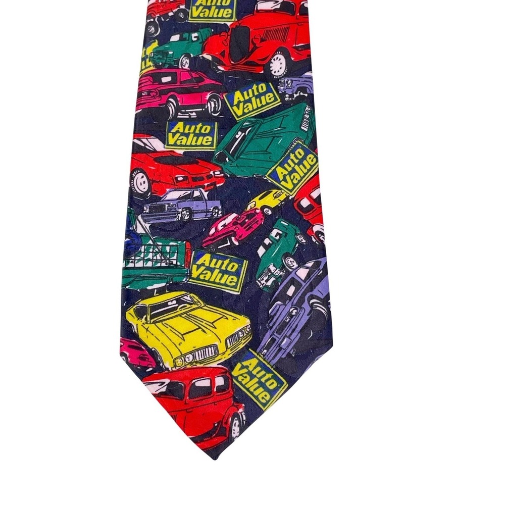 Vtg Concerto Auto Value‎ Classic Cars Tie Men's Retro Colorful Print - Picture 15 of 15